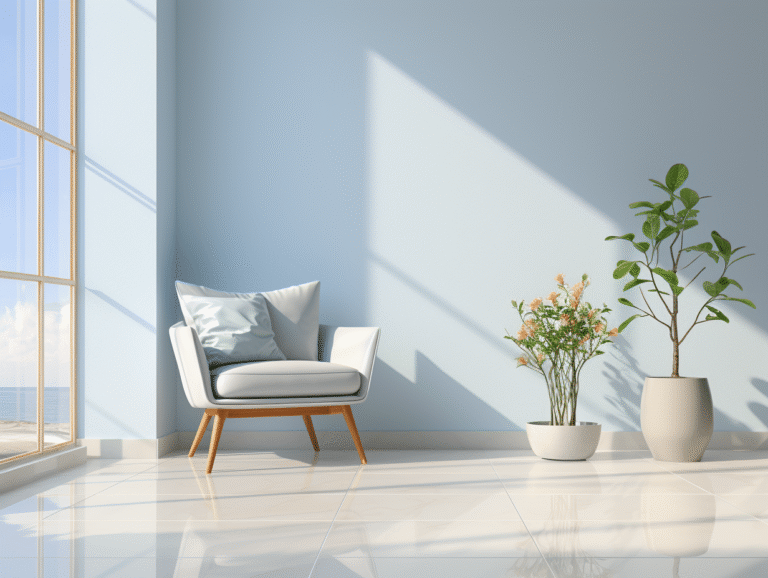 Palette de couleurs harmonieuses pour murs avec carrelage gris