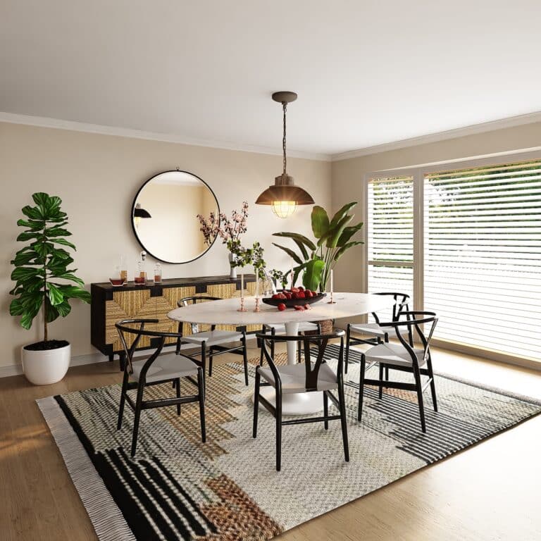 table à manger moderne dans un intérieur chaleureux et accueillant