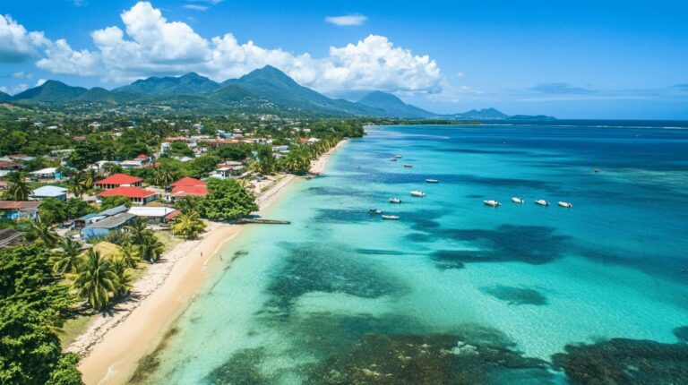 Plage de sable fin et eaux turquoise en Martinique