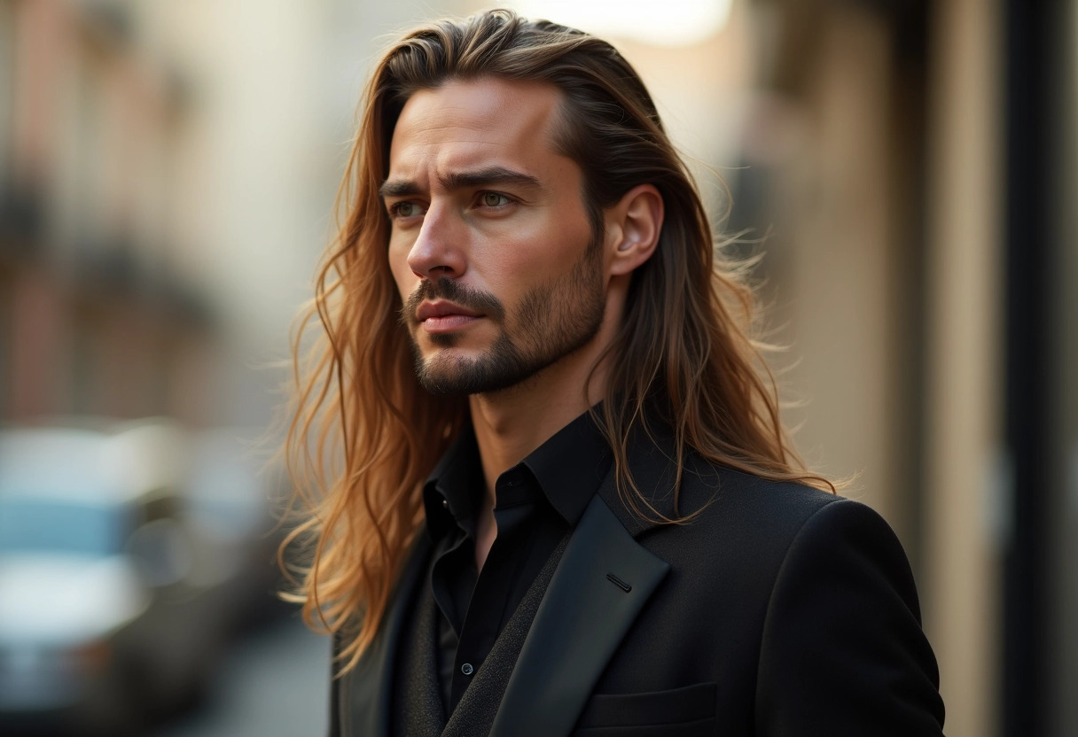 homme cheveux longs
