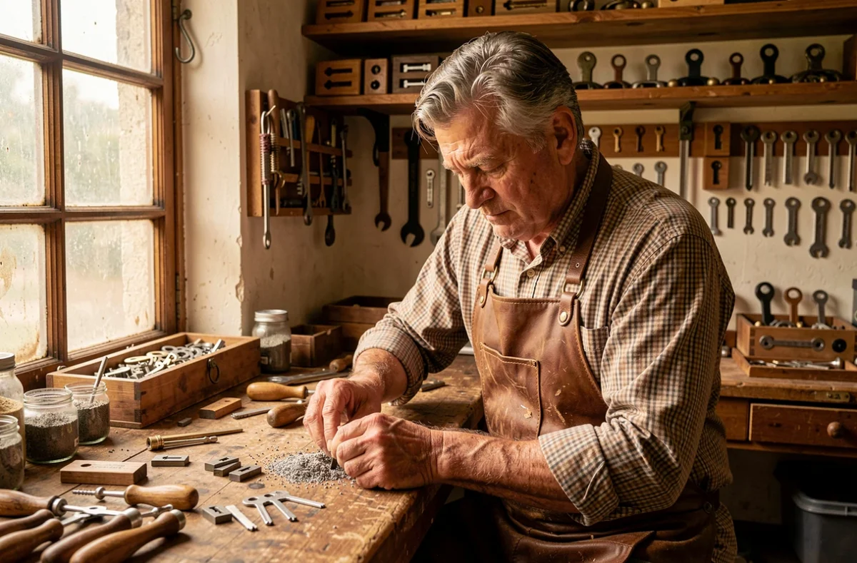 Artisan serrurier de l'Atelier Maincent travaillant dans son atelier traditionnel
