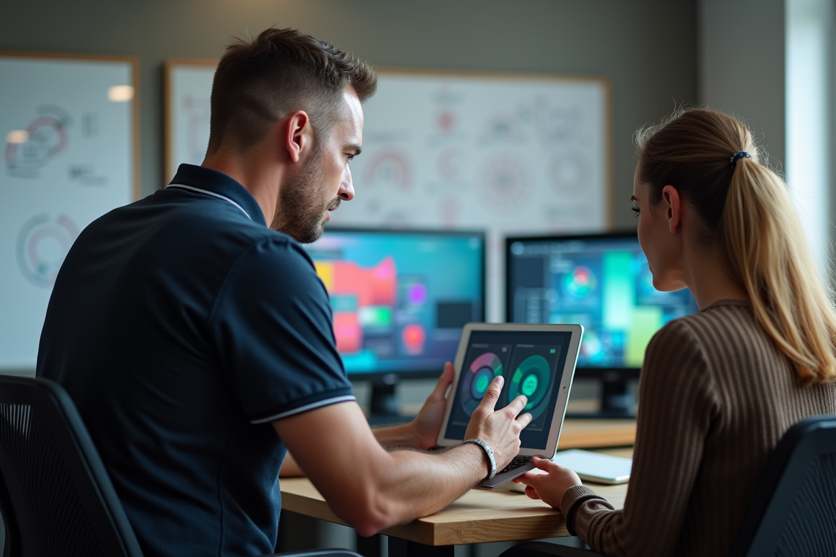 Homme et femme collaborant autour d