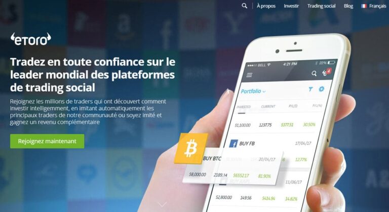 plateforme de trading eToro avec des investisseurs en action