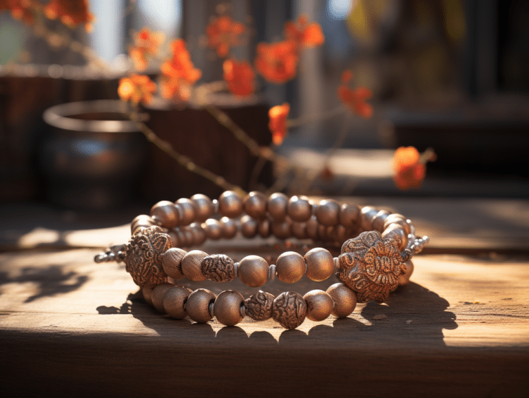 Bracelet bouddhiste en perles symbolisant la spiritualité et la détente