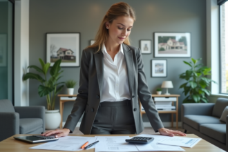 Femme d affaires en bureau pour immobilier