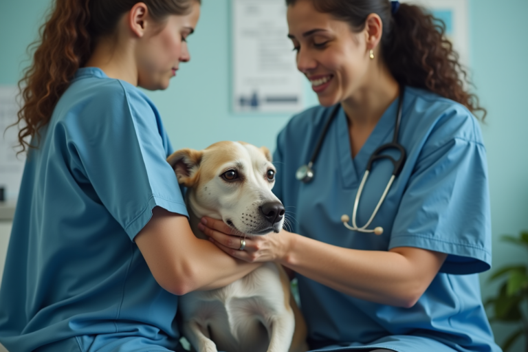 Chien avec des traces de sang dans ses urines