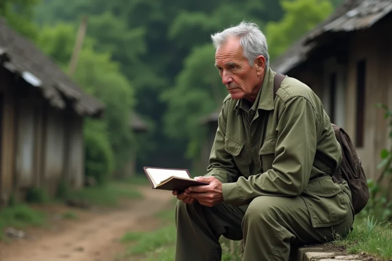 Correspondant de guerre français en pleine nature vietnamienne