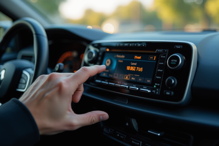 Main entrant un code radio sur le tableau de bord Renault