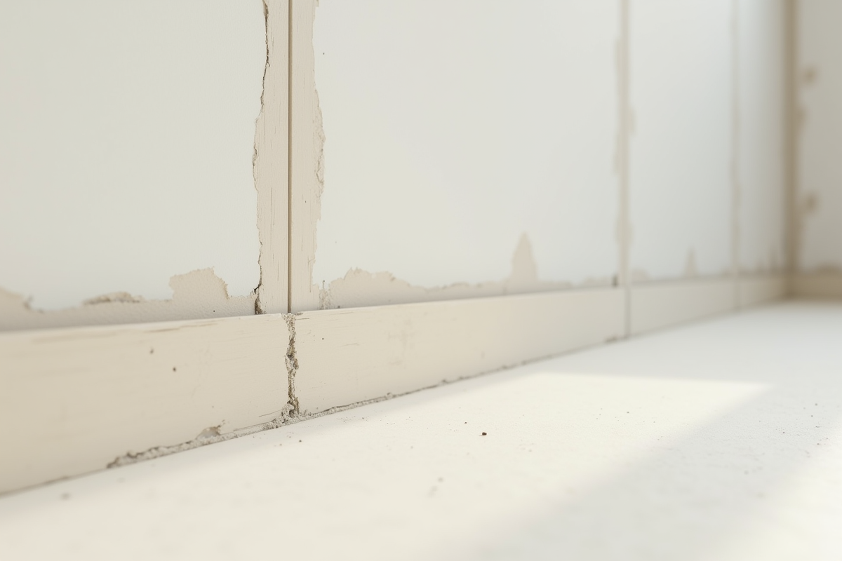 Mur en plâtre fini avec joint parfait et lignes nettes
