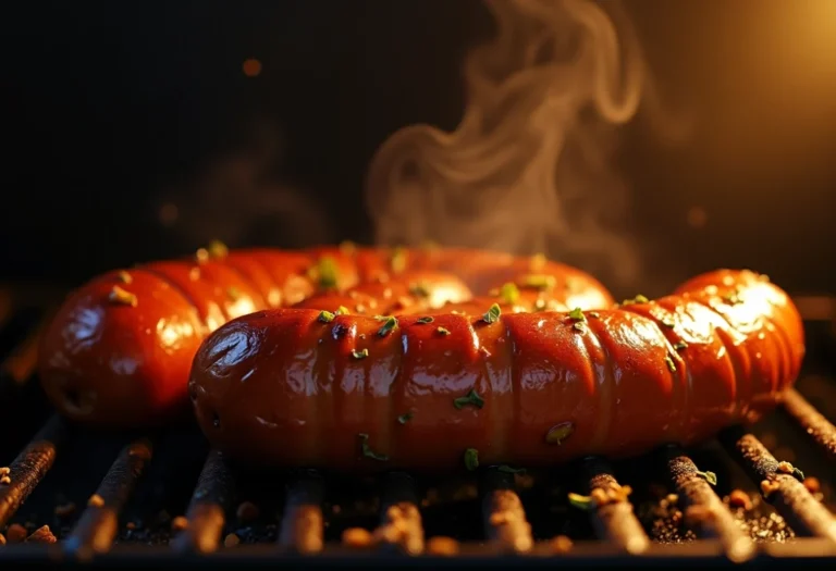 Merguez dorées et juteuses cuites au four sur une plaque