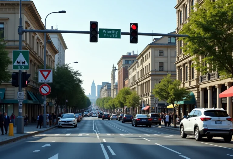 Panneau de signalisation indiquant une route prioritaire avec losange jaune