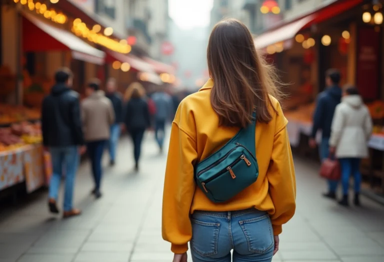 Sac banane tendance porté avec style en milieu urbain